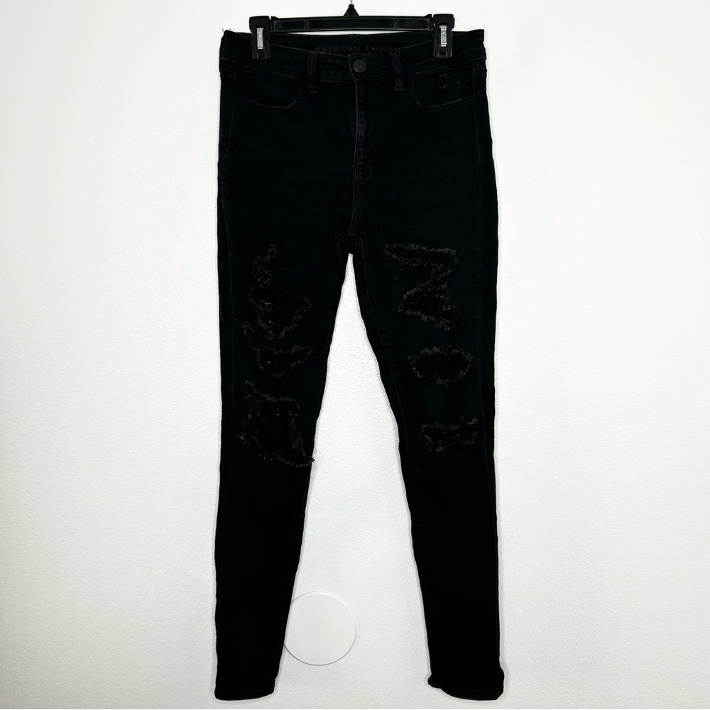 American Eagle Next Level Stretch Ripped High-Rise Jeggings Jeans Size 10 Long